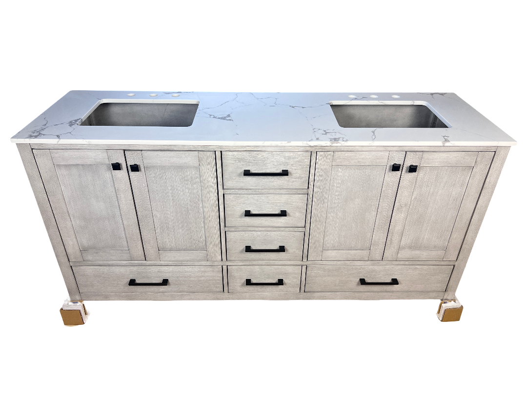 72 Inch Double Sink Vanity - Distressed White | Vancouver