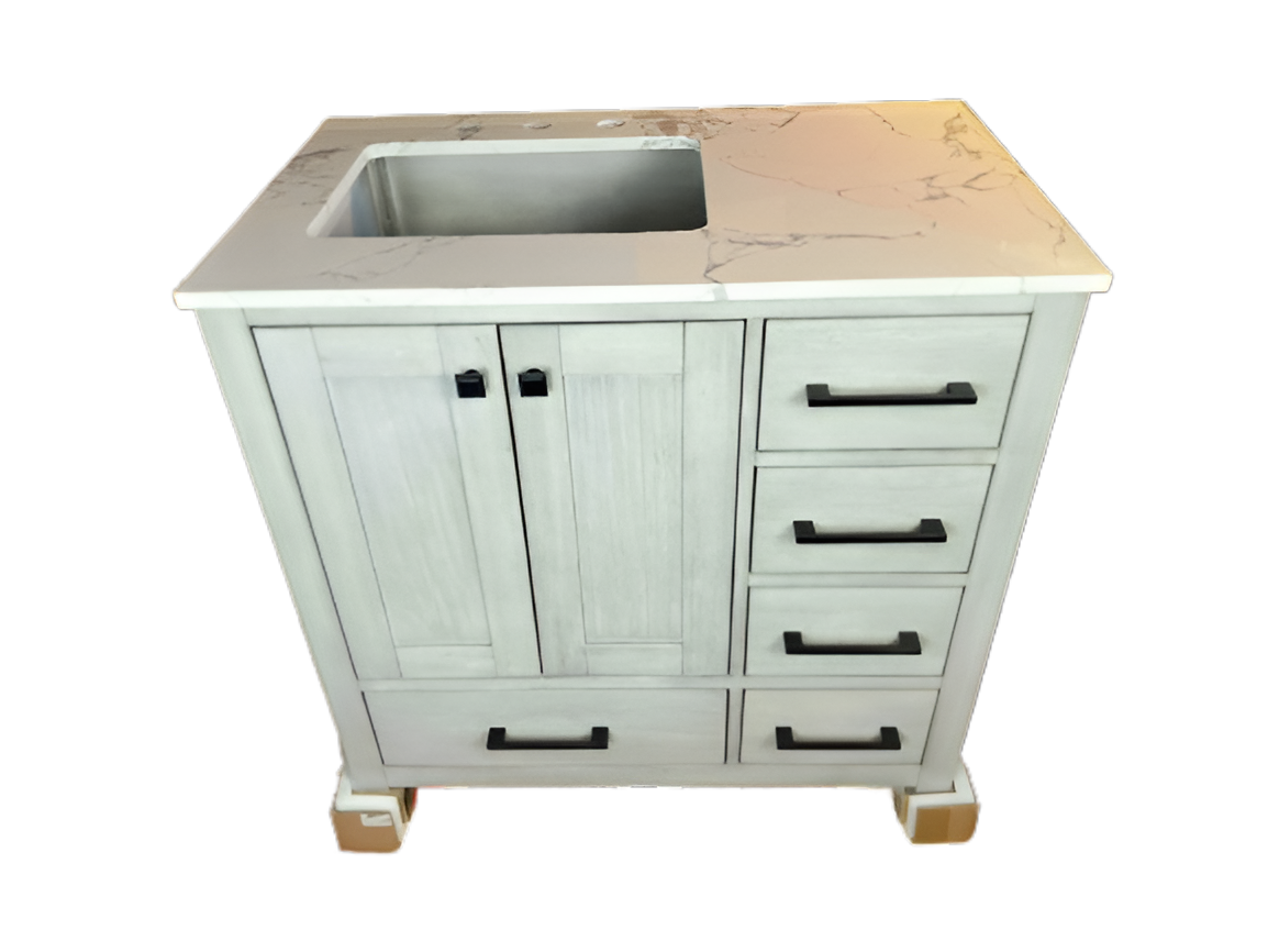 36 inch Bathroom Vanity - Distressed White