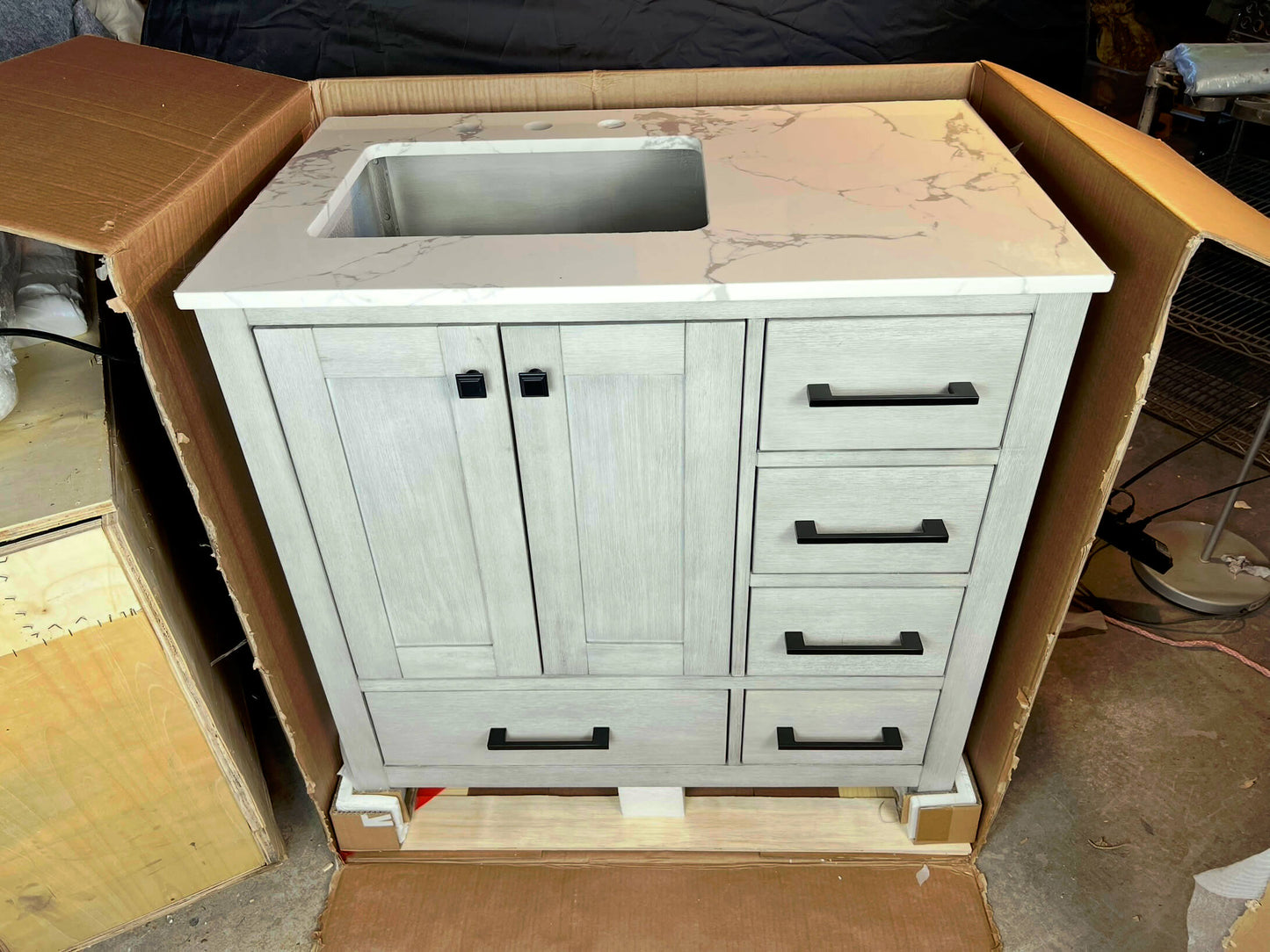 36 inch Bathroom Vanity - Distressed White