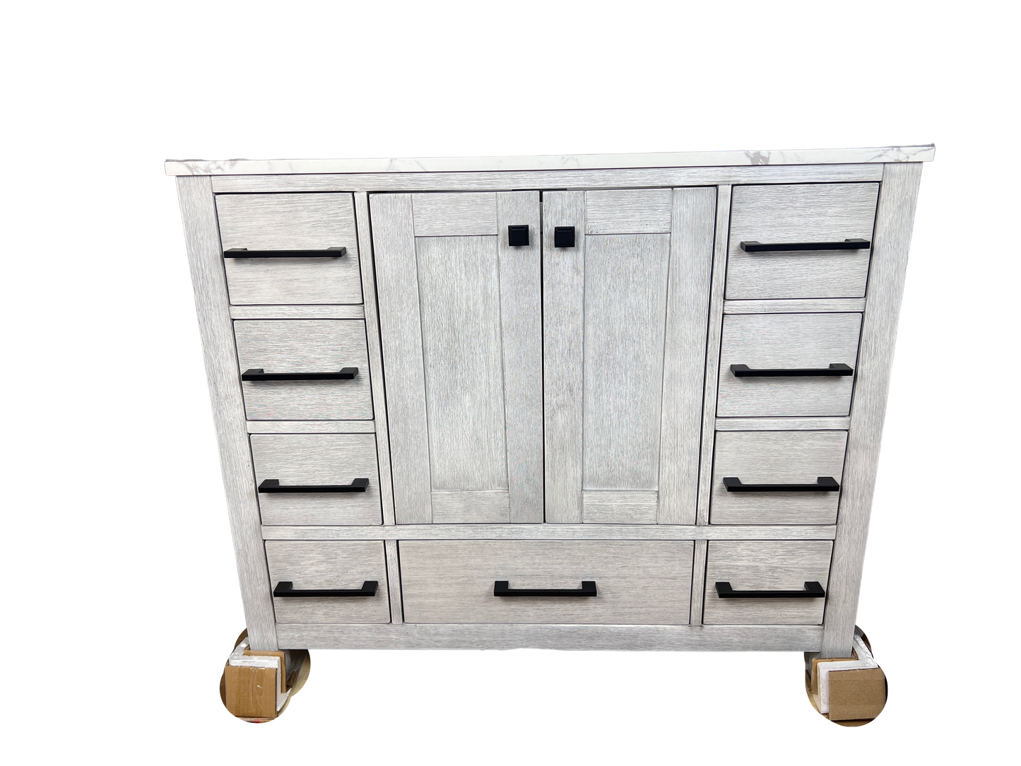 42 Inch Bathroom Vanity - Distressed White - Caroline Avenue