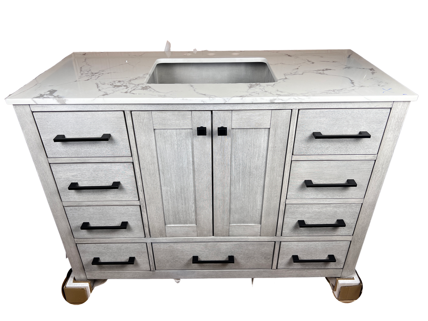 48 Inch Bathroom Vanity - Distressed White - Caroline Avenue