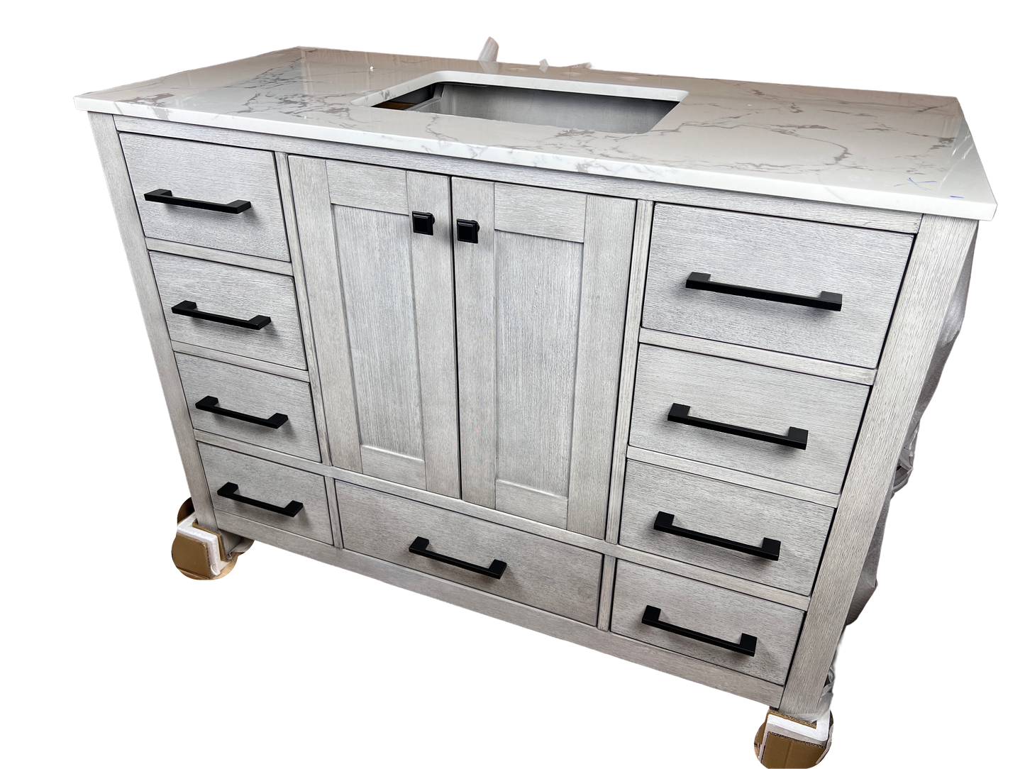 48 Inch Bathroom Vanity - Distressed White - Caroline Avenue