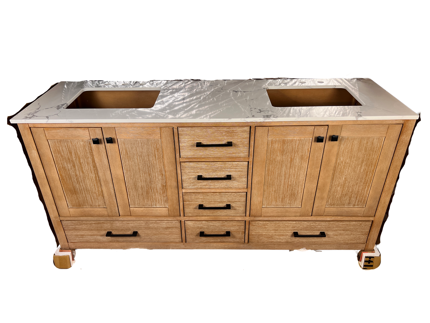 72 Inch Bathroom Vanity - Natural Cerused - Mango Wood
