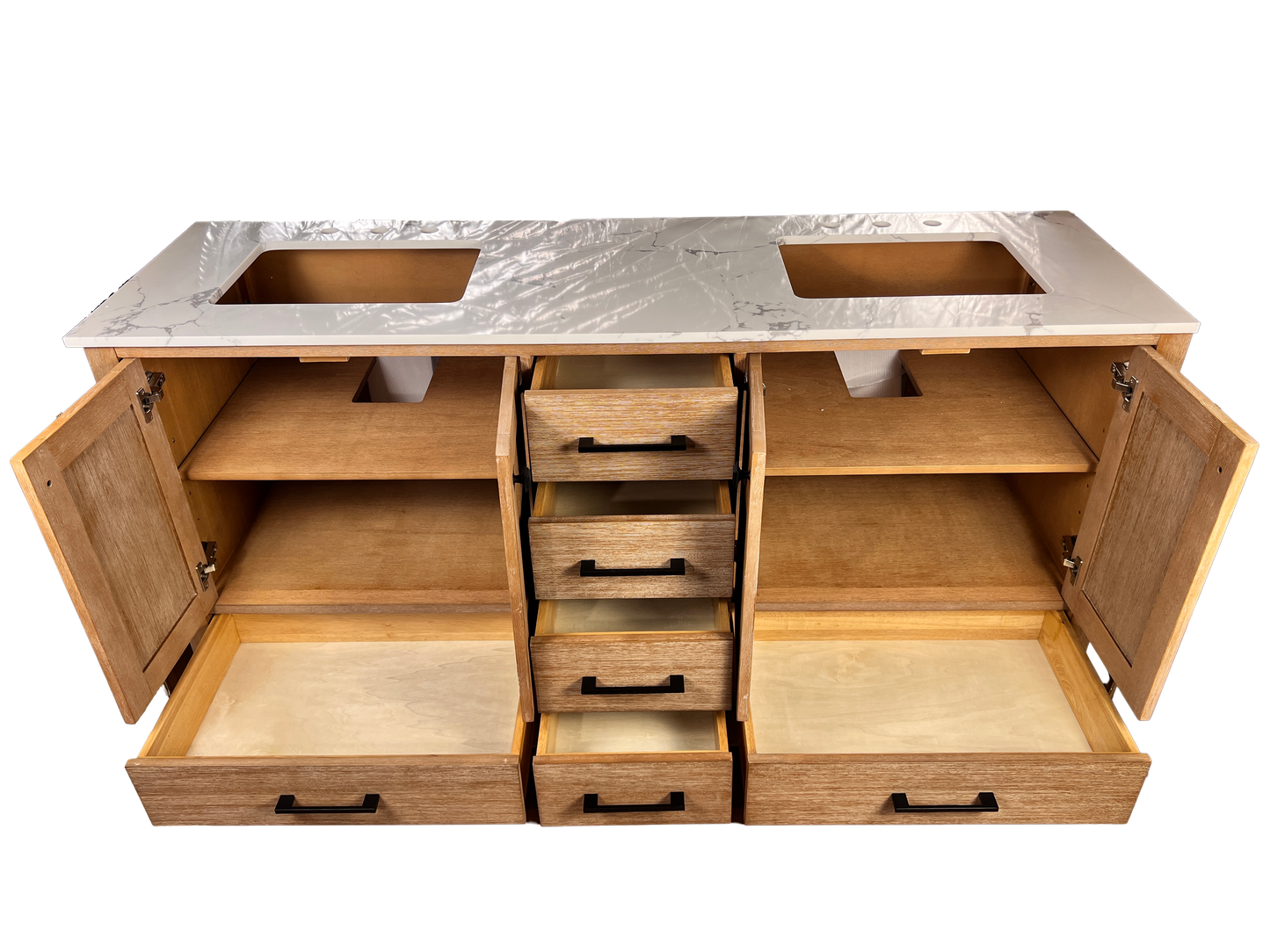 72 Inch Bathroom Vanity - Natural Cerused - Mango Wood