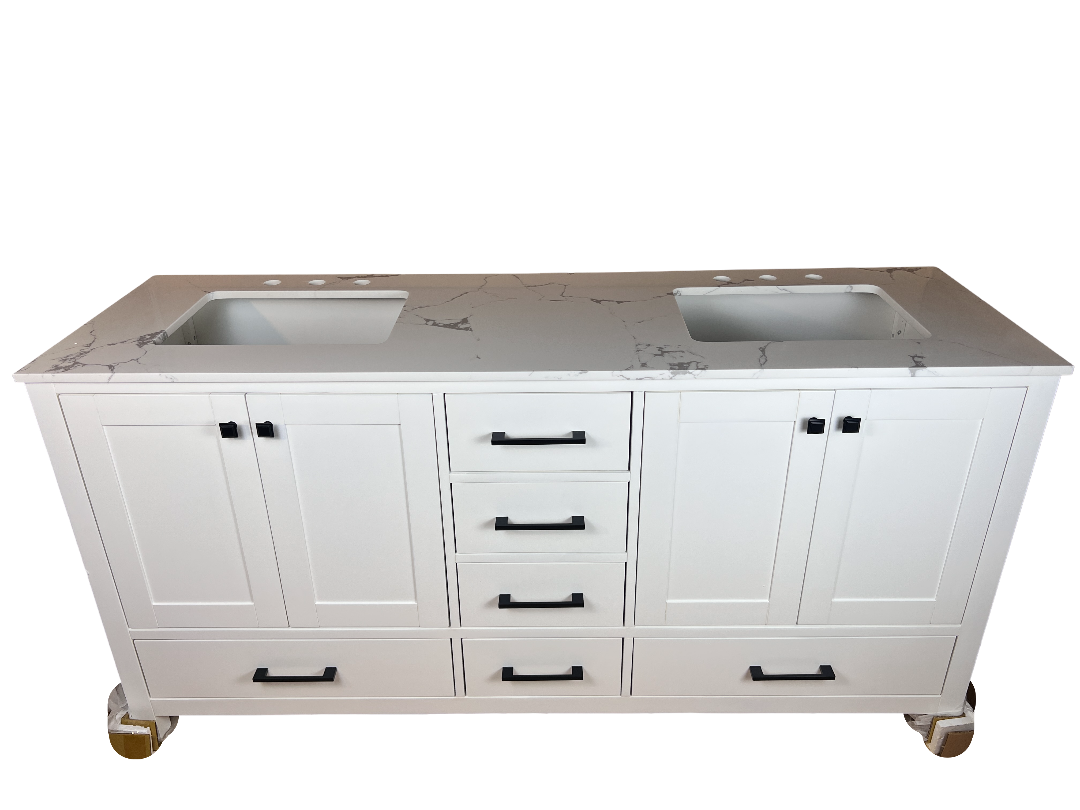 72 Inch Double Sink Vanity - White | Vancouver