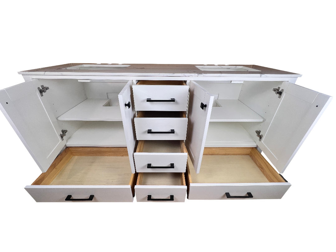 72 Inch Double Sink Vanity - White | Vancouver