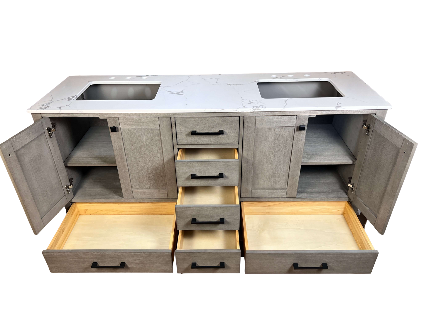 72 Inch Double Sink Bathroom Vanity - Cerused Gray | Vancouver