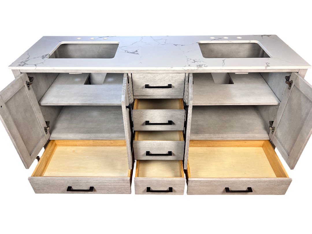 72 Inch Double Sink Vanity - Distressed White | Vancouver