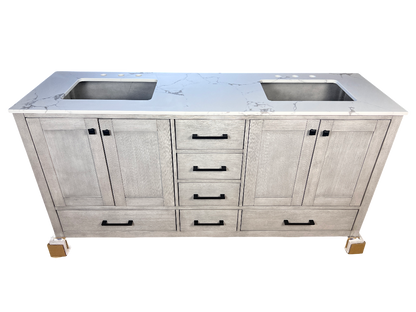 72 Inch Double Sink Vanity - Distressed White | Vancouver
