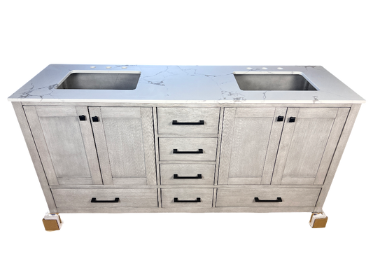 72 Inch Double Sink Vanity - Distressed White | Vancouver