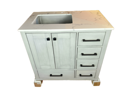 36 inch Bathroom Vanity - Distressed White