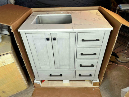 36 inch Bathroom Vanity - Distressed White