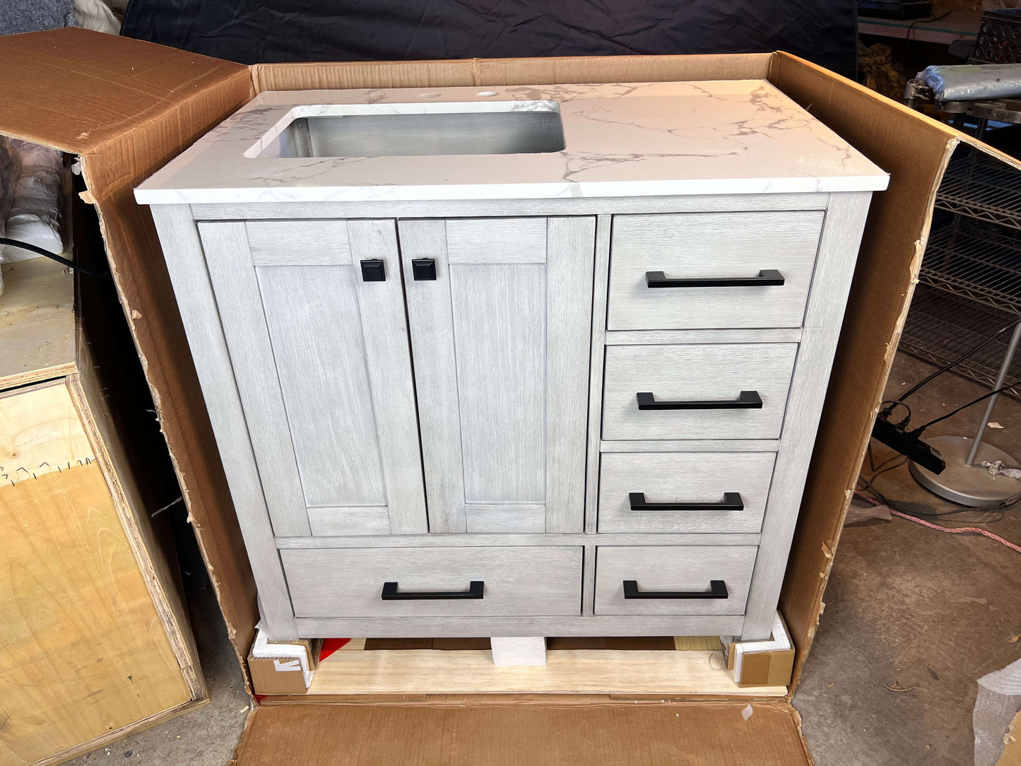 36 inch Bathroom Vanity - Distressed White