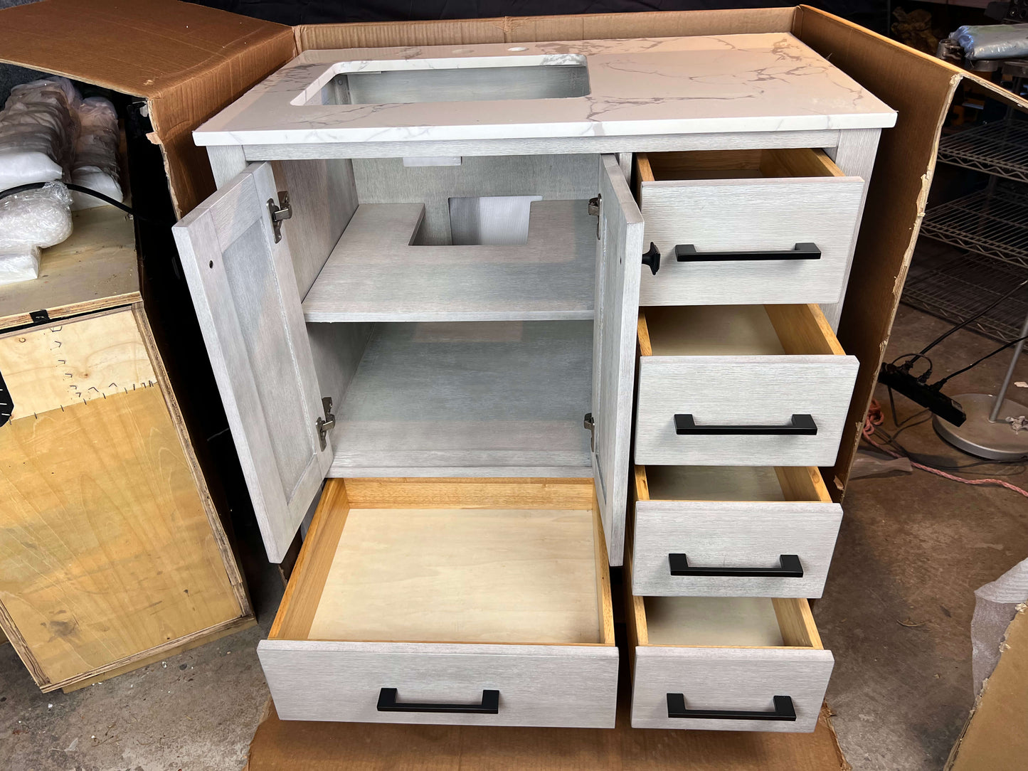 36 inch Bathroom Vanity - Distressed White