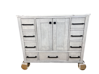 42 Inch Bathroom Vanity - Distressed White - Caroline Avenue