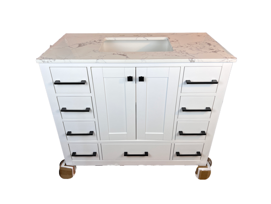 42 Inch Bathroom Vanity - White - Caroline Avenue