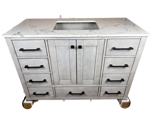 48 Inch Bathroom Vanity - Distressed White - Caroline Avenue