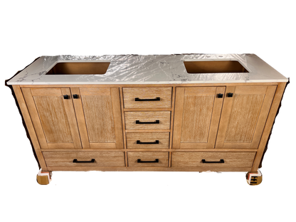 72 Inch Bathroom Vanity - Natural Cerused - Mango Wood