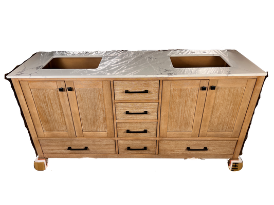 72 Inch Bathroom Vanity - Natural Cerused - Mango Wood