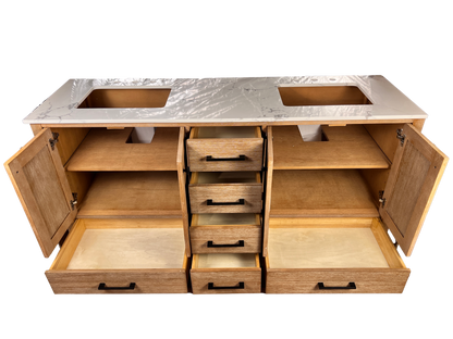 72 Inch Bathroom Vanity - Natural Cerused - Mango Wood
