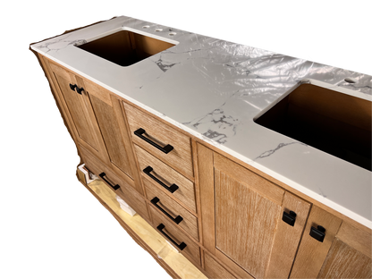 72 Inch Bathroom Vanity - Natural Cerused - Mango Wood