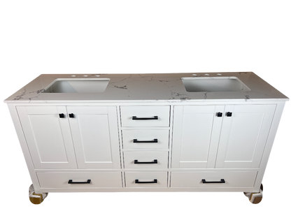 72 Inch Double Sink Vanity - White | Vancouver