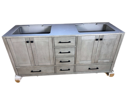 72 Inch Double Sink Bathroom Vanity - Cerused Gray | Vancouver