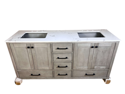 72 Inch Double Sink Bathroom Vanity - Cerused Gray | Vancouver