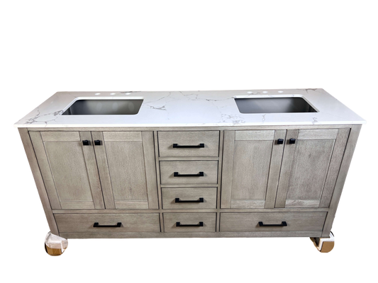 72 Inch Double Sink Bathroom Vanity - Cerused Gray | Vancouver