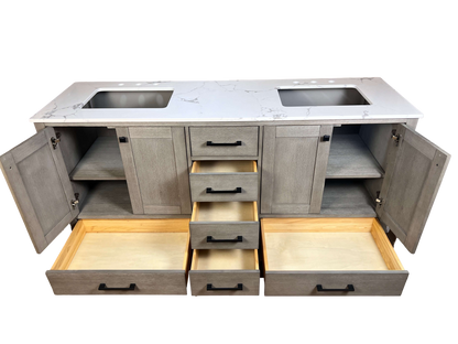 72 Inch Double Sink Bathroom Vanity - Cerused Gray | Vancouver