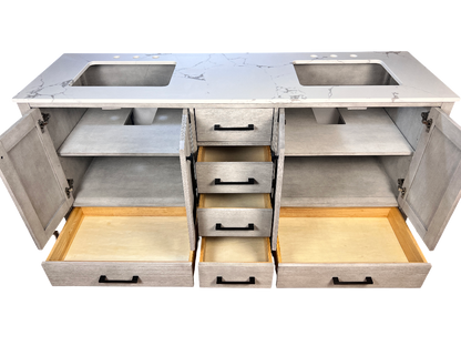 72 Inch Double Sink Vanity - Distressed White | Vancouver